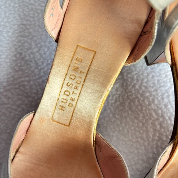 Vintage Silver Chunky Heel Peep Toe Heels Pumps - Picture 4 of 12